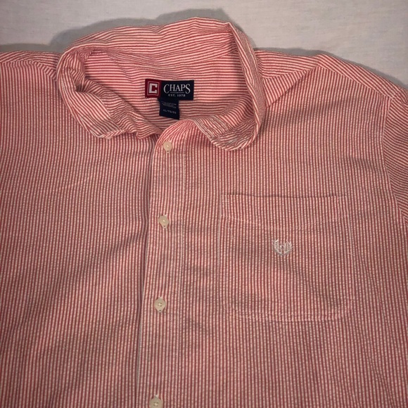 Men’s Chaps Seersucker Short Sleeve Button Up Shirt XL - Picture 2 of 5